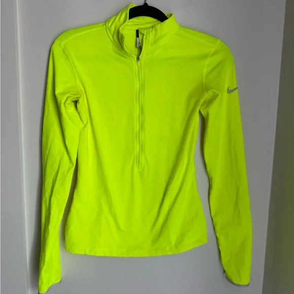 Nike neon Yellow Half-Zip Top - Picture 1 of 5